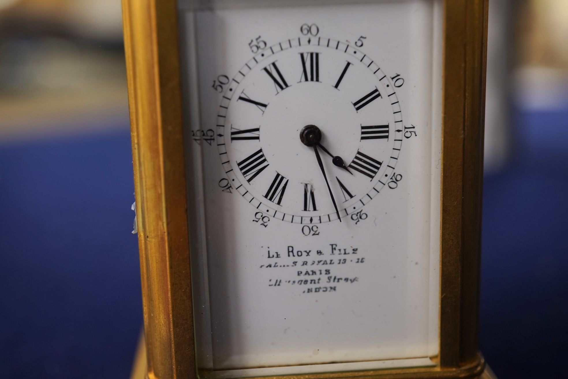 A French Le Roy & Fils cased miniature carriage timepiece, 9.5cm high